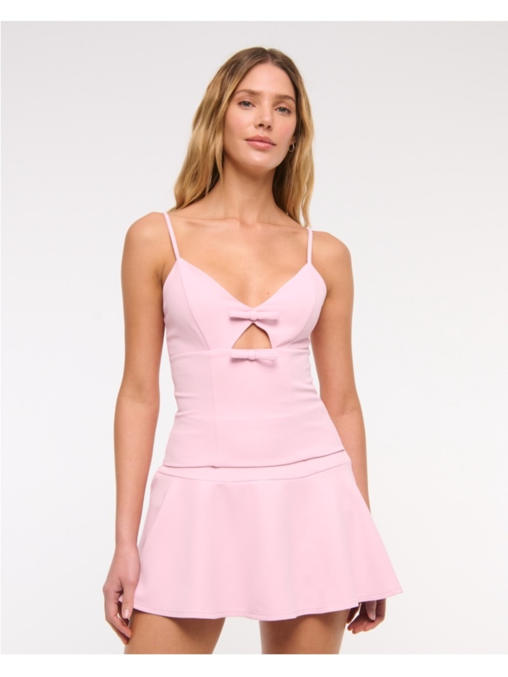 Abercrombie Pink Tank Top with Bows and Cut Out